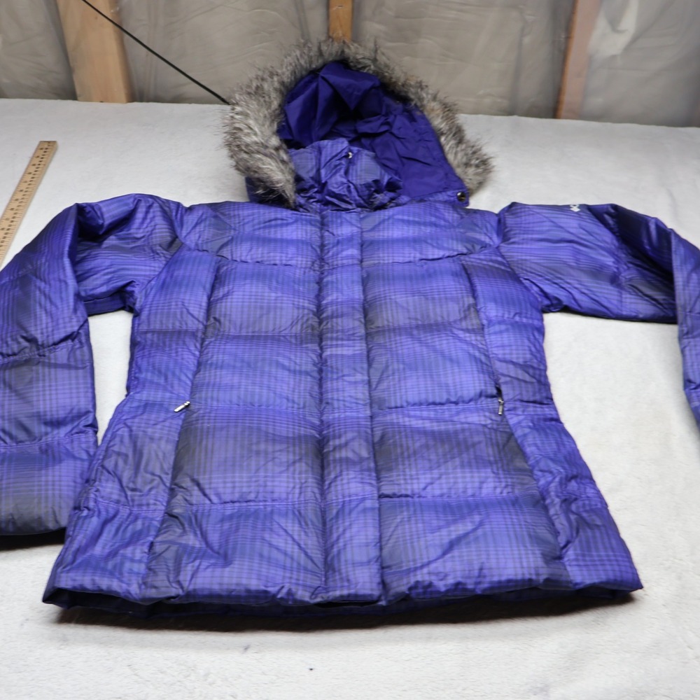 Columbia‎ Down Jacket Women Small Purple Plaid Mercury Maven II Insulated Puffer